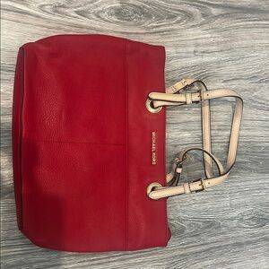 Michael Kors Red Leather Tote Bag